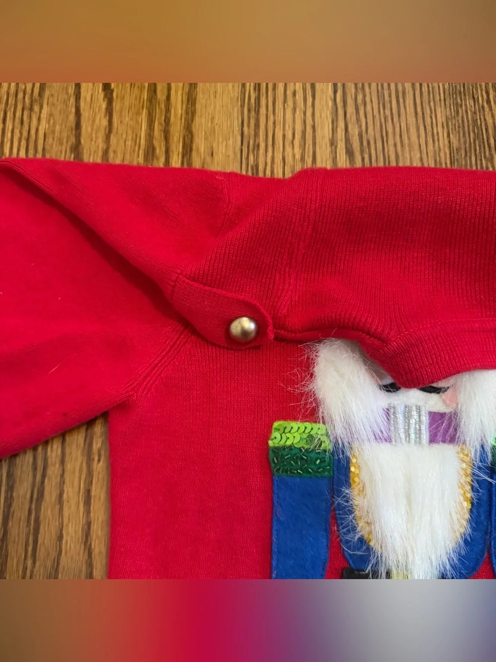 Belle Pointe Vintage Red Nutcracker Holiday Button Down Sweater Size Medium